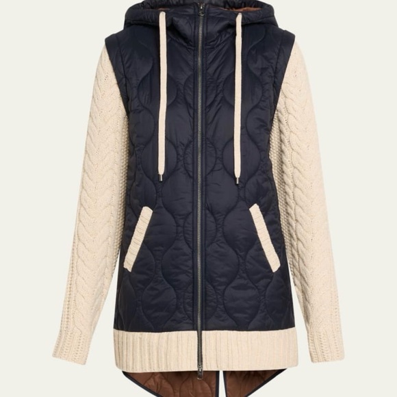 Veronica Beard Jackets & Blazers - Veronica Beard navy quilted body with cream cable-knit sleeves jacket
